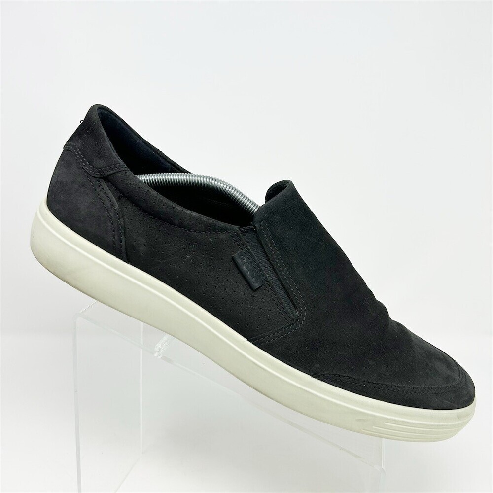 ECCO Soft 7 Slip-On Sneakers Men's Black Casual Shoes White Sole Size 15
